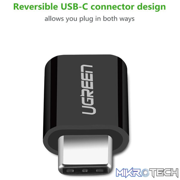 UGreen 30391 USB-C 3.1 Male to Micro-USB Female Adapter with Nickle-Plated Connector & Data Transfer speed up to 480Mbps - Black Colour - Image 4