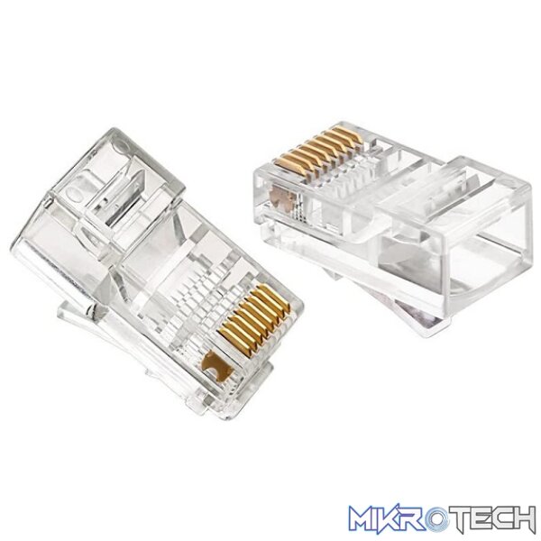 UGreen 20331 RJ45 8P8C LAN Crimp-type Connector Plugs Made Of Durable Oxygen-free Copper And Plastic Materials And Suitable For Cat5/ Cat5e Cable - 50 Pc's Pack - Crystal Clear Colour - Image 3