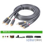 UGreen 10524 3RCA Male To Male Round Audio And Video 1.5m Cable With Gold-Plated Connectors - Grey Colour - Image 2
