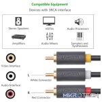 UGreen 10524 3RCA Male To Male Round Audio And Video 1.5m Cable With Gold-Plated Connectors - Grey Colour - Image 3
