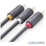 UGreen 10524 3RCA Male To Male Round Audio And Video 1.5m Cable With Gold-Plated Connectors - Grey Colour - Image 4