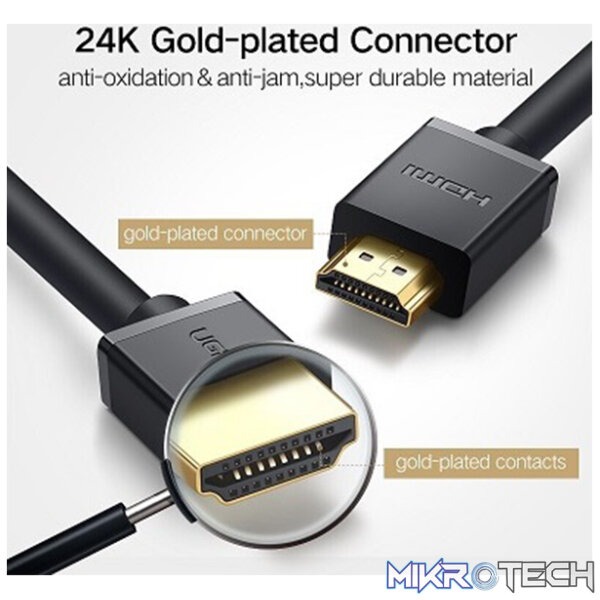 UGreen 10109 HDMI V1.4 Male to Male 5m Cable with Gold-Plated Connectors and Supports resolution up to 4K@30Hz - Black Colour - Image 2