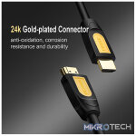 UGreen 10170 HDMI V1.4 Male to Male 10m Cable with Gold-Plated Connectors and Supports resolution up to 4K@30Hz - Black/Yellow Colour - Image 3