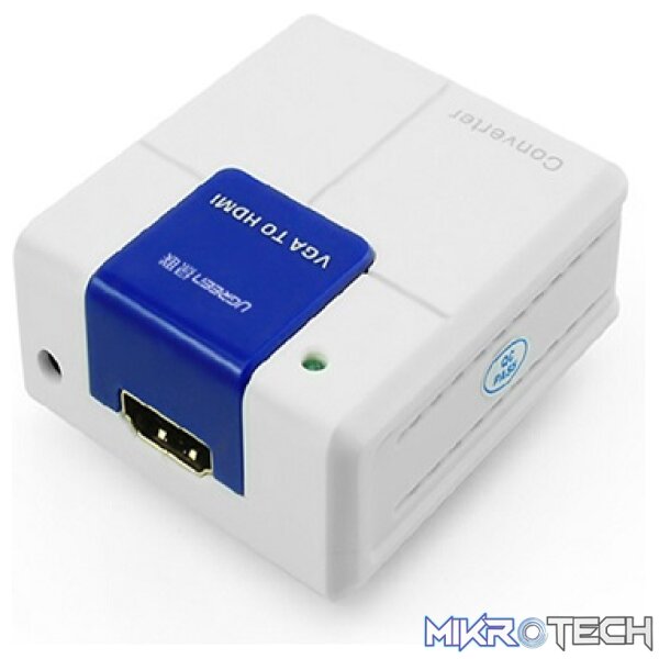 UGreen 40224 VGA Male to HDMI + 3.5mm Audio Female Adapter Supports resolution up to 1080P@60Hz - White Colour - Image 2