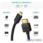 UGreen 30102 Micro HDMI Male to HDMI Male 1.5m Cable with Gold-Plated Connectors and Supports resolution up to 4K@60Hz - Black Colour - Image 2