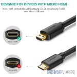 UGreen 30102 Micro HDMI Male to HDMI Male 1.5m Cable with Gold-Plated Connectors and Supports resolution up to 4K@60Hz - Black Colour - Image 4