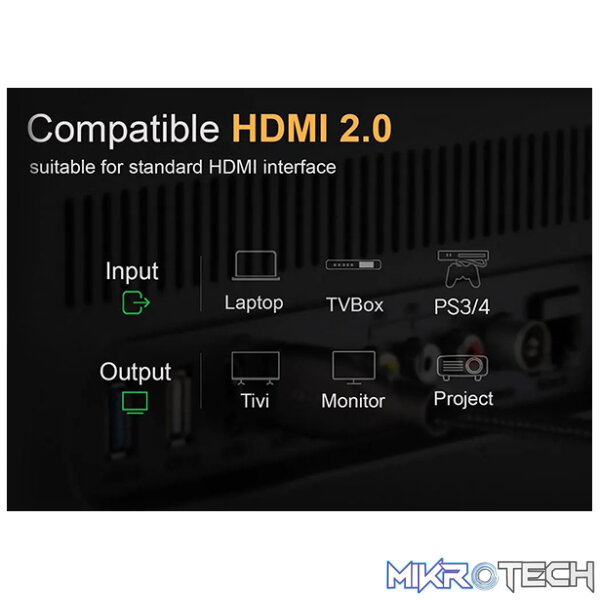 UGreen 50110 HDMI V2.0 Male to Male Zinc-Alloy Carbon Fibre Braided 5m Cable with Gold-Plated Connectors and Supports resolution up to 4K@60Hz - Grey Colour - Image 4