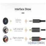 UGreen 10512 3.5mm Male to 2RCA Male Audio 3m Cable with Gold-Plated Connectors & Connecting devices with 3.5mm port to sound systems - Black Colour - Image 2