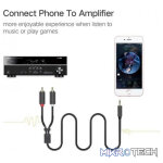 UGreen 10512 3.5mm Male to 2RCA Male Audio 3m Cable with Gold-Plated Connectors & Connecting devices with 3.5mm port to sound systems - Black Colour - Image 3