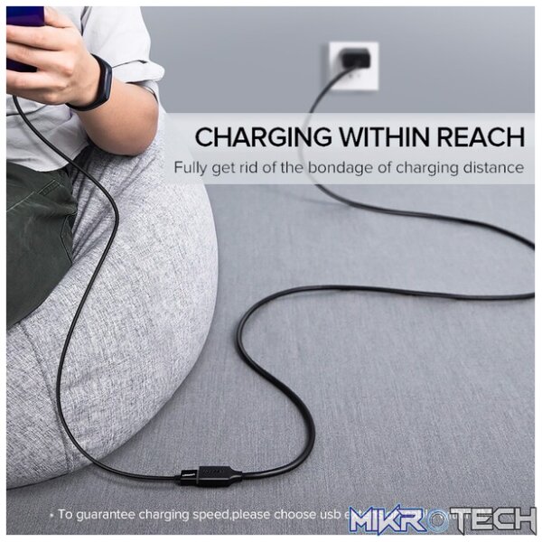 UGreen 10317 USB-A 2.0 Male to Female Extension 3m Cable With Nickle-Plated Connectors & Supports Transfer Speed up to 480Mbps - Black Colour - Image 3