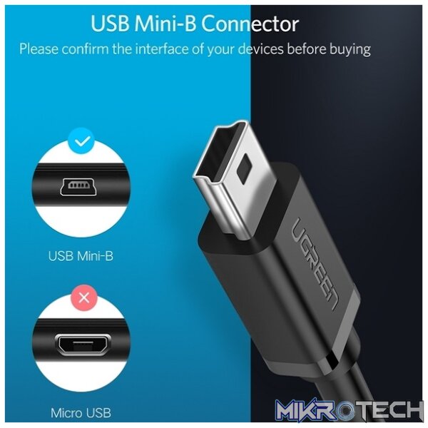 UGreen 10383 Mini USB-A 2.0 Male to Female OTG Adapter With Nickle-Plated Connectors & Supports Data Transfer Speed up to 480Mbps - Black Colour. - Image 2