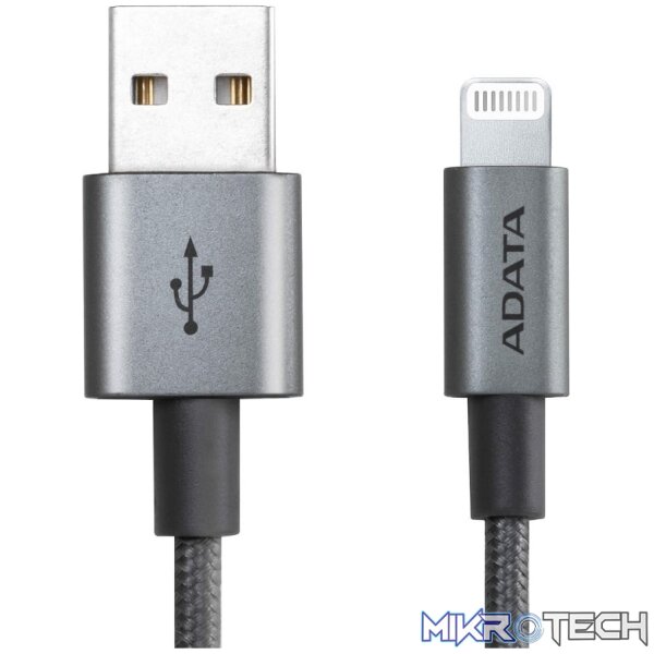 Product ADATA's Apple MFi-certified Sync & Charge Lightning cable provides a hassle-free way to charge your iPhone, iPad, & iPod, & sync data across devices for highly efficient mobility. Provides Rapid charging up to 2.4A while preventing harmful EMI. - Image 1