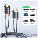 UGreen 10518 2RCA Male to Male Round 2m Stereo Cable with Gold-Plated Connectors and Delivers Smooth and Crisp Sound - Grey Colour - Image 3