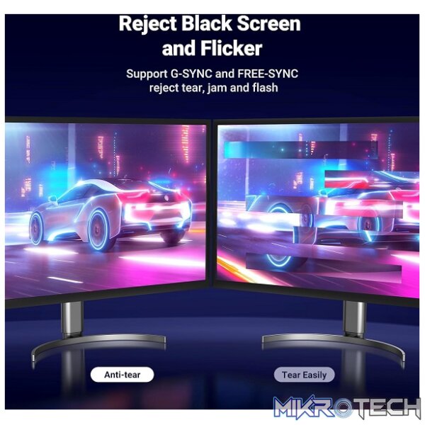 UGreen 80392 Vesa Certified DisplayPort V1.4 Male To Male 8K@60Hz Ultra-HD Braided 2m Cable With Buckle Lock And Supporting NV G-Sync And AMD FreeSync - Black Colour - Image 5