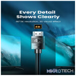 UGreen 40102 HDMI V2.0 Male to Male Braided 3m Cable with Nickle-Plated Connectors and Supports resolution up to 4K@60Hz - Black Colour - Image 2