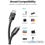 UGreen 40102 HDMI V2.0 Male to Male Braided 3m Cable with Nickle-Plated Connectors and Supports resolution up to 4K@60Hz - Black Colour - Image 4