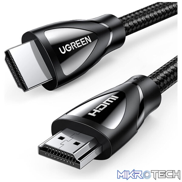 Product UGreen 80405 HDMI V2.1 Male To Male 8K@60Hz 5m Braided Cable With Solid Nickle Plated Connector, 48Gbps Data Transfer Rate, Dynamic HDR10+ And eARC And HDCP 2.2&2.3 - Black Colour - Image 1