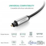 UGreen 10540 Toslink Fibre Optical Male to Male Braided Round Audio 2m Cable With Metal Casing & Gold-Plated Connectors - Black Colour - Image 2