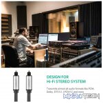UGreen 10540 Toslink Fibre Optical Male to Male Braided Round Audio 2m Cable With Metal Casing & Gold-Plated Connectors - Black Colour - Image 3