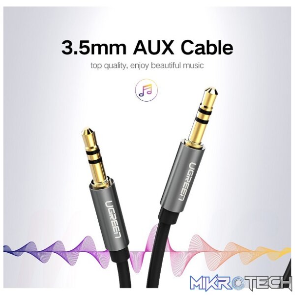 UGreen 10734 3.5mm Male to Male Round Audio 1.5m Cable with Gold-Plated Connectors & Widely Compatible with 3.5mm port devices - Black Colour - Image 4