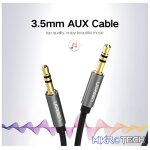UGreen 10735 3.5mm Male to Male Round Audio 2m Cable with Gold-Plated Connectors & Widely Compatible with 3.5mm port devices - Black Colour - Image 4