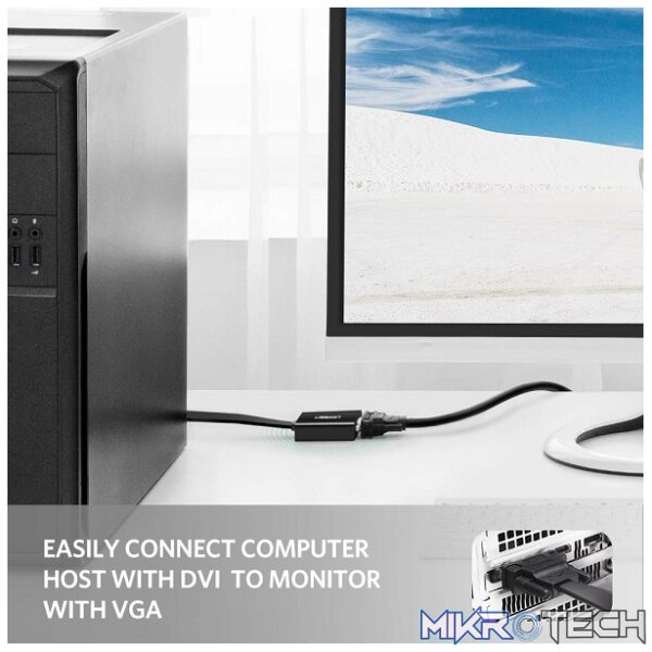 UGreen 40259 DVI-D (24+1) Male to VGA Active Female Adapter Supports resolution up to 1080P@60Hz - Black Colour - Image 2
