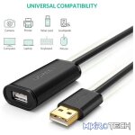 UGreen 10325 USB-A 2.0 Male To Female Active Extension 25m Cable With Gold-Plated Interface And Built-in FE1.1S Signal Booster & USB-C Powered - Black Colour - Image 2