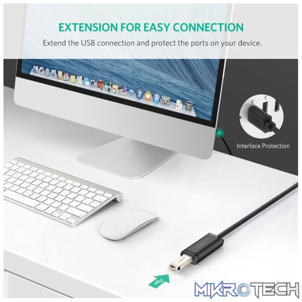 UGreen 10325 USB-A 2.0 Male To Female Active Extension 25m Cable With Gold-Plated Interface And Built-in FE1.1S Signal Booster & USB-C Powered - Black Colour - Image 4