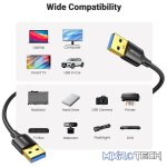 UGreen 10370 USB-A 3.0 Male to Male 1m Cable With Gold-Plated Connectors & Supports Data Transfer Rate up to 5Gbps - Black Colour - Image 2