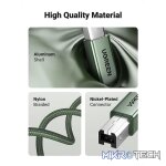 UGreen 90816 USB-A V2.0 Male to USB-B V2.0 Male Braided Printer 2m Cable With 480Mbps Fast Data Transmission Rate - Metallic Green Colour - Image 3