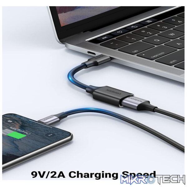 UGreen 30701 USB-C 3.1 Male to USB-A 3.0 Female OTG Adapter With Gold-Plated Connectors & Supports Data Transfer Rate up to 5Gbps - Black Colour - Image 5