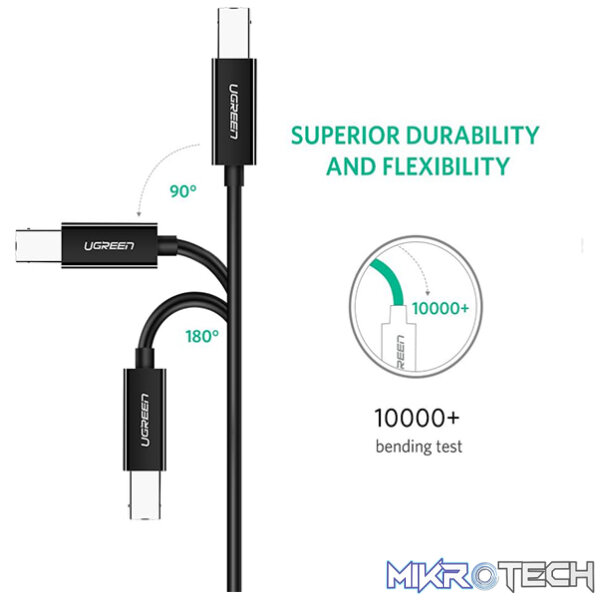 UGreen 50446 USB-C Male to USB-B 2.0 Male Printer 2m Cable with Nickle-Plated Connectors & Supporting Data Transmission Speed up to 480Mbps - Black Colour - Image 5