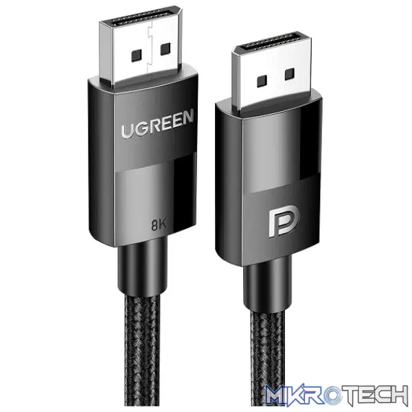 Product UGreen 80391 Vesa Certified DisplayPort V1.4 Male To Male 8K@60Hz Ultra-HD Braided 1.5m Cable With Buckle Lock And Supporting NV G-Sync And AMD FreeSync - Black Colour - Image 1