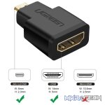 UGreen 20106 Micro HDMI Male to HDMI V2.0 Female Adapter with Gold-Plated Connectors and Supports Resolution up to 4K@60Hz - Black Colour - Image 4