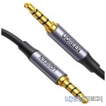 UGreen 20497 3.5mm Male To Male 4-Pole TRRS (Tip-Ring-Ring-Sleeve) 1.5m Microphone Audio Cable With 24K Gold-Plated Connectors And Nylon Braided Cable - Black Colour