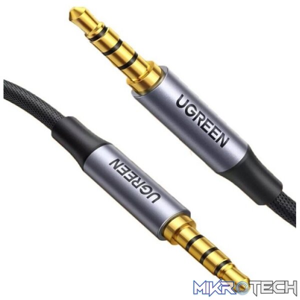 Product UGreen 20497 3.5mm Male To Male 4-Pole TRRS (Tip-Ring-Ring-Sleeve) 1.5m Microphone Audio Cable With 24K Gold-Plated Connectors And Nylon Braided Cable - Black Colour - Image 1
