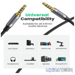 UGreen 20497 3.5mm Male To Male 4-Pole TRRS (Tip-Ring-Ring-Sleeve) 1.5m Microphone Audio Cable With 24K Gold-Plated Connectors And Nylon Braided Cable - Black Colour - Image 2