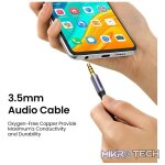 UGreen 20497 3.5mm Male To Male 4-Pole TRRS (Tip-Ring-Ring-Sleeve) 1.5m Microphone Audio Cable With 24K Gold-Plated Connectors And Nylon Braided Cable - Black Colour - Image 3