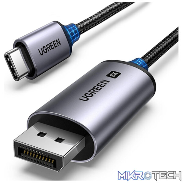 Product UGreen 25158 USB-C Male to DisplayPort 1.4 Male Braided 2m Cable With Nickle-Plated Connectors & Supports 8K@60Hz Resolution - Black - Image 1