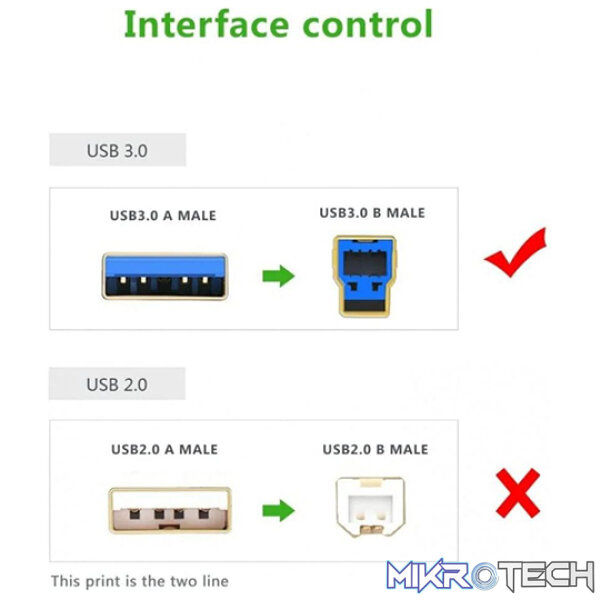 UGreen 10372 USB-A 3.0 Male to USB-B 3.0 Male Printer 2m Cable With Nickle-Plated Connectors & Supports Data Transfer rate up to 5Gbps - Black Colour - Image 2