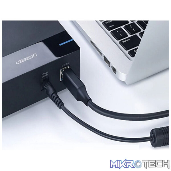 UGreen 10372 USB-A 3.0 Male to USB-B 3.0 Male Printer 2m Cable With Nickle-Plated Connectors & Supports Data Transfer rate up to 5Gbps - Black Colour - Image 4