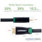 UGreen 10291 HDMI Male to Male Metal Braided 1.5m Cable with Metal Connector, HDCP Compatible and Supports resolution up to 4K@60Hz - Black Colour - Image 3