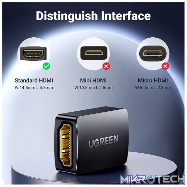 UGreen 20107 HDMI V2.0 Female to Female Extension Adapter Supports Resolution up to 4K@60Hz & 20M(max.) Extension Distance - Black Colour - Image 4