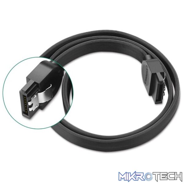 UGreen 30796 SATA III Data 45cm Cable with Lock Latch For Firm Connection and Supports 6Gbps Transfer Speed - Black Colour - Image 2
