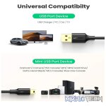 UGreen 10355 Mini USB-A 2.0 Male to USB-A 2.0 Male 1m Cable With Gold-Plated Connectors & Supports Data Transfer speed up to 480Mbps - Black Colour. - Image 2