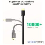 UGreen 10355 Mini USB-A 2.0 Male to USB-A 2.0 Male 1m Cable With Gold-Plated Connectors & Supports Data Transfer speed up to 480Mbps - Black Colour. - Image 3