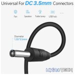 UGreen 10376 USB-A 2.0 Male to DC5V 3.5mm Male 1m Cable With Nickle-Plated Connectors & Supports 5V/1A to 5V/2A Power Hungry Devices - Black Colour. - Image 3