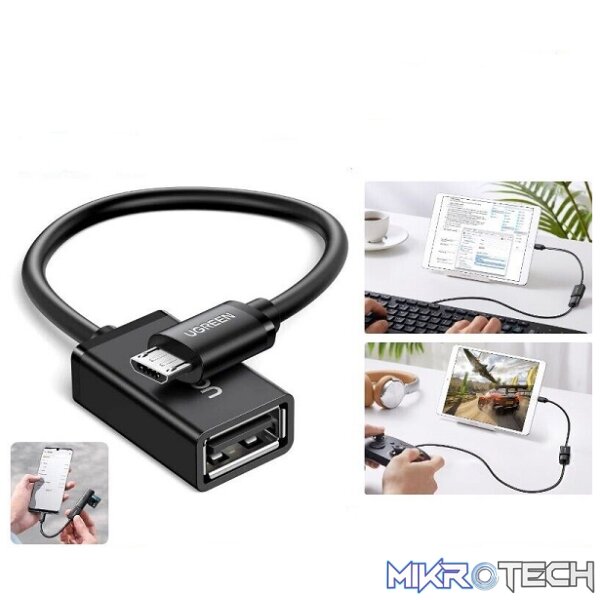 UGreen 10396 Micro USB-A 2.0 Male to Female OTG Adapter With Nickle-Plated Connectors & Supports Data Transfer Speed up to 480Mbps - Black Colour. - Image 2