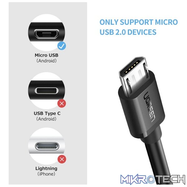 UGreen 10396 Micro USB-A 2.0 Male to Female OTG Adapter With Nickle-Plated Connectors & Supports Data Transfer Speed up to 480Mbps - Black Colour. - Image 3