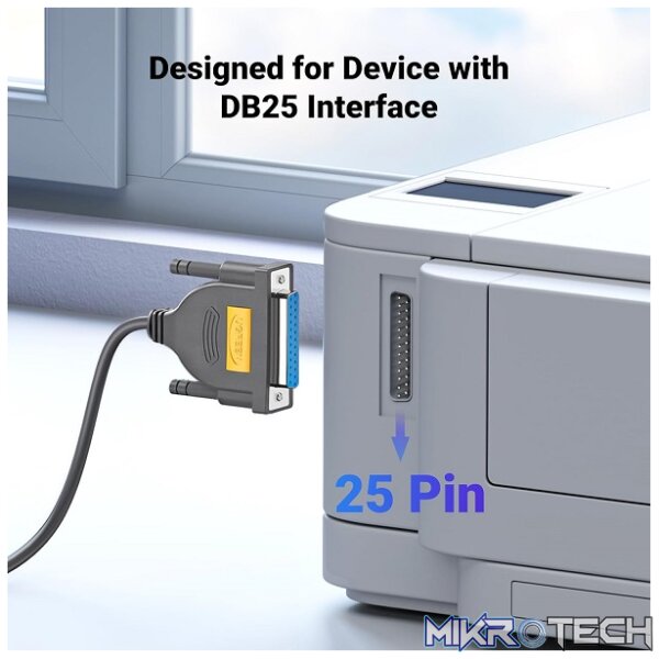 UGreen 20224 USB-A 2.0 Male to DB25 Female 1.8m Printer Cabled Adapter With Nickle-Plated Connectors & Backwards Compatible with USB1.1 - Grey Colour - Image 2